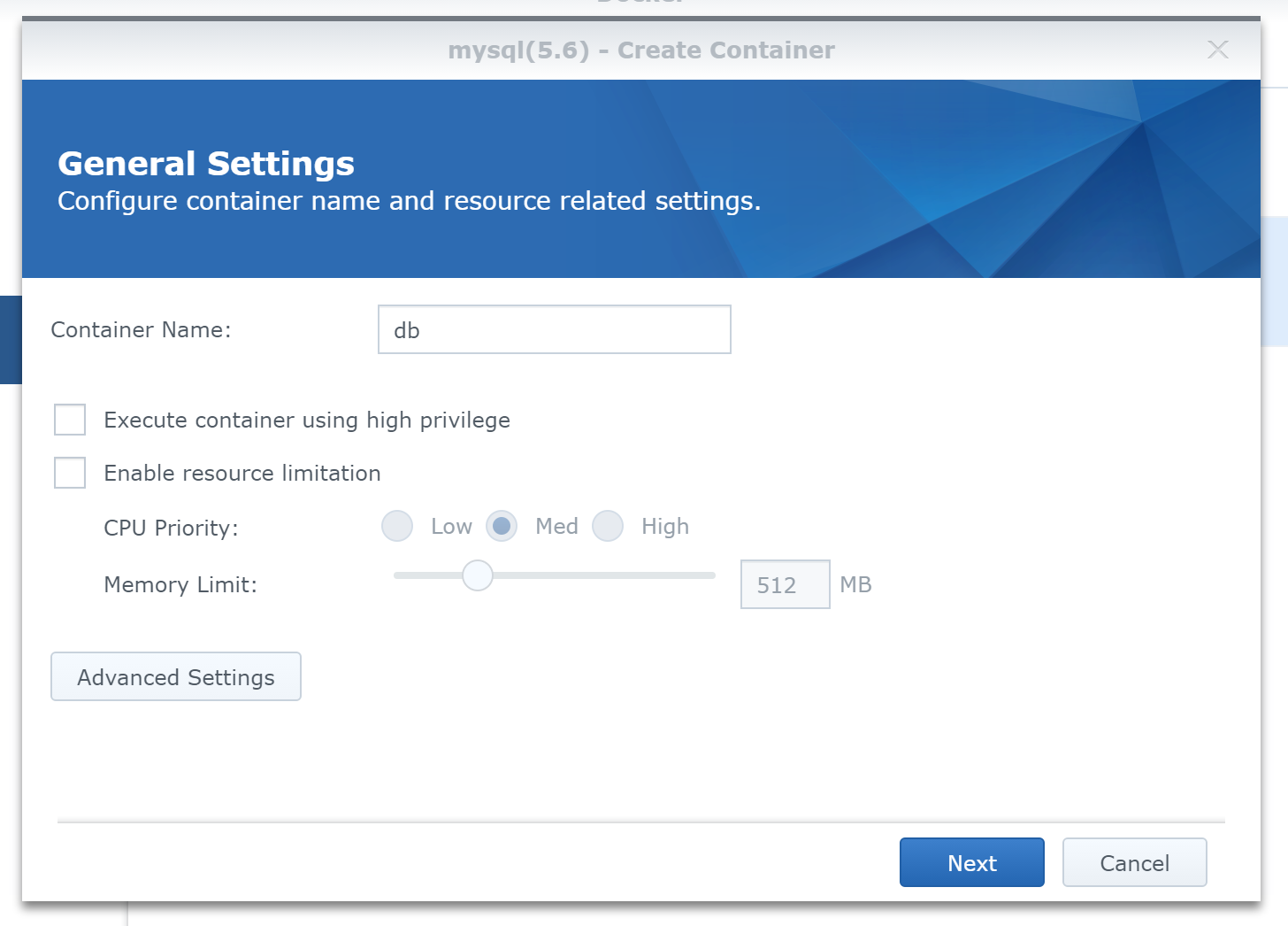 Create MySQL/MariaDB
Container