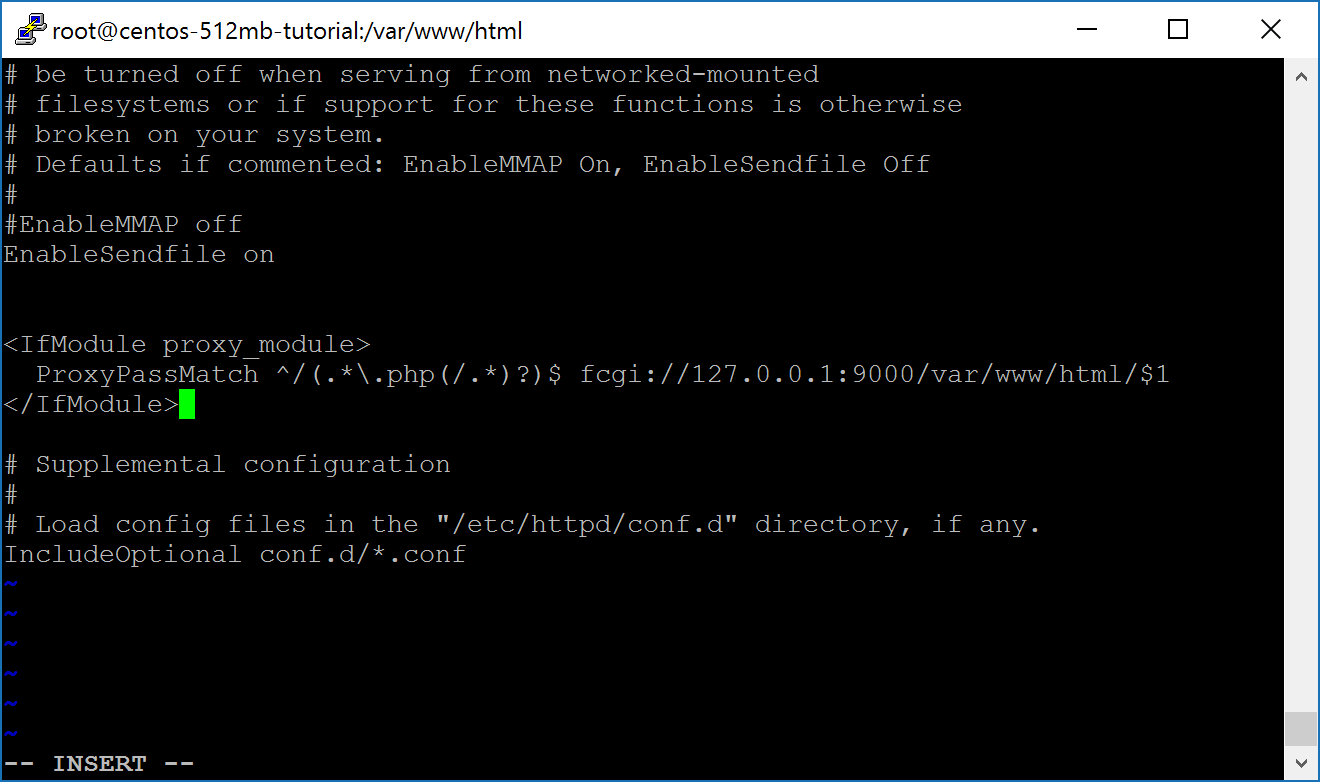 Editing Apache
configuration