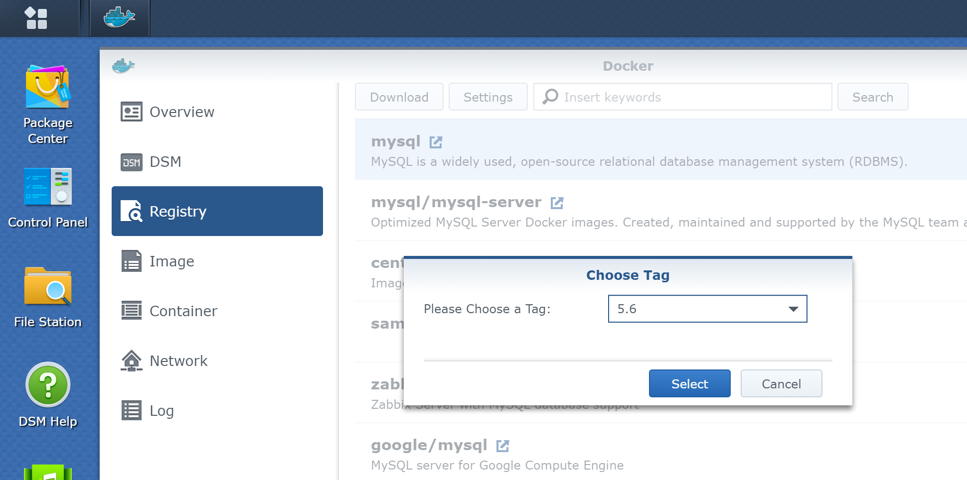 Download the latest MySQL/MariaDB
image