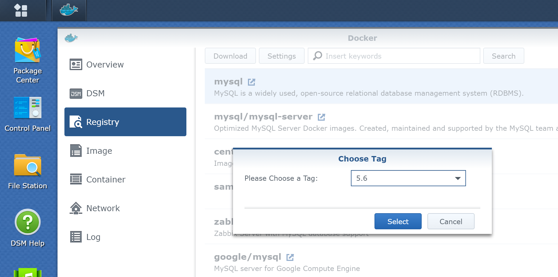 Download the latest MySQL/MariaDB image