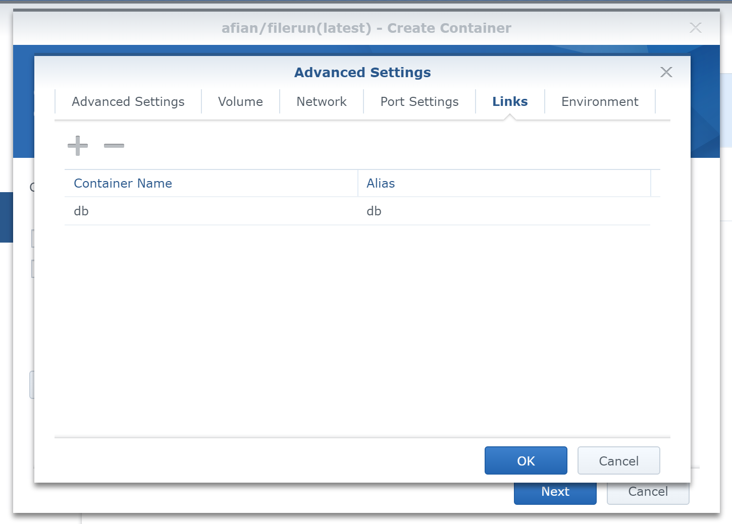 Linking the MySQL
container